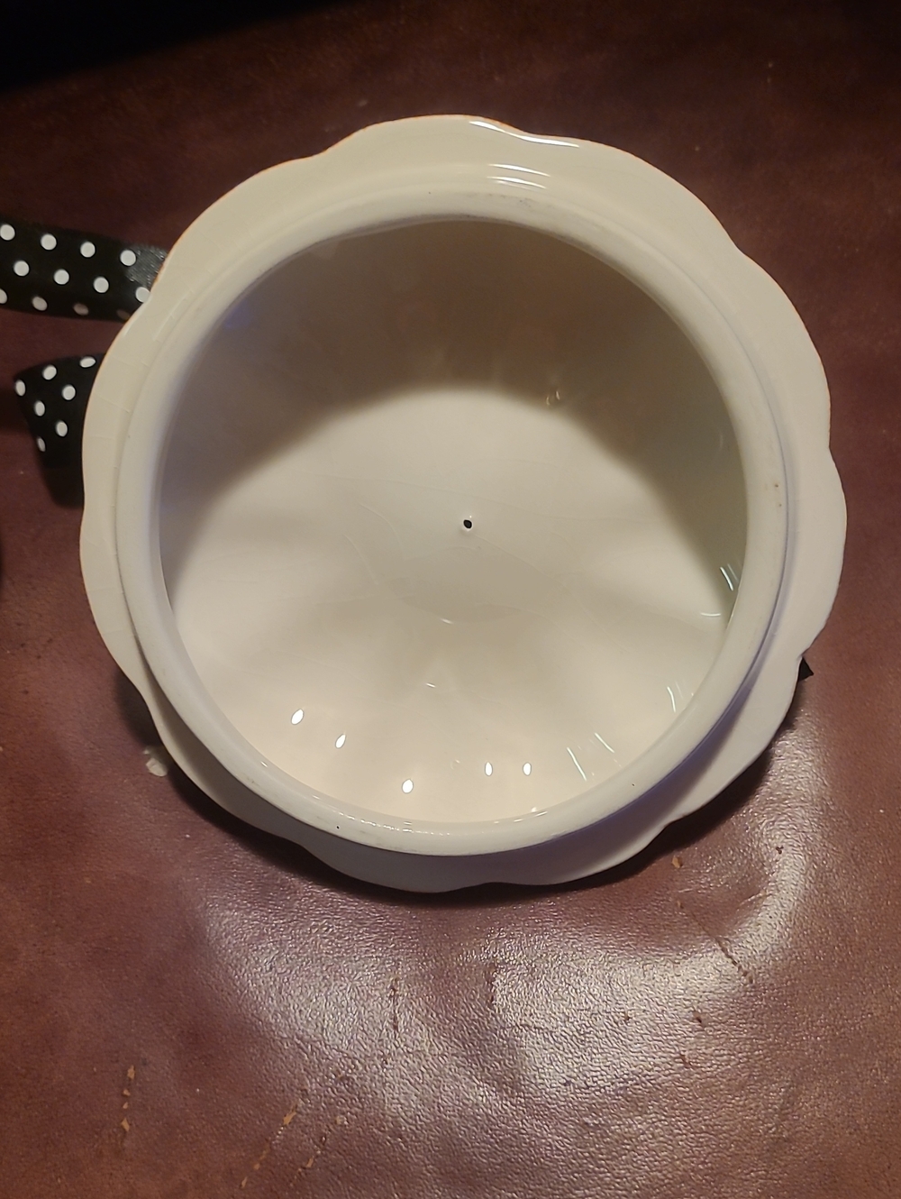 Orange Polka Dot Pumpkin Ceramic Canister with Black Bow - Picture 6 of 6